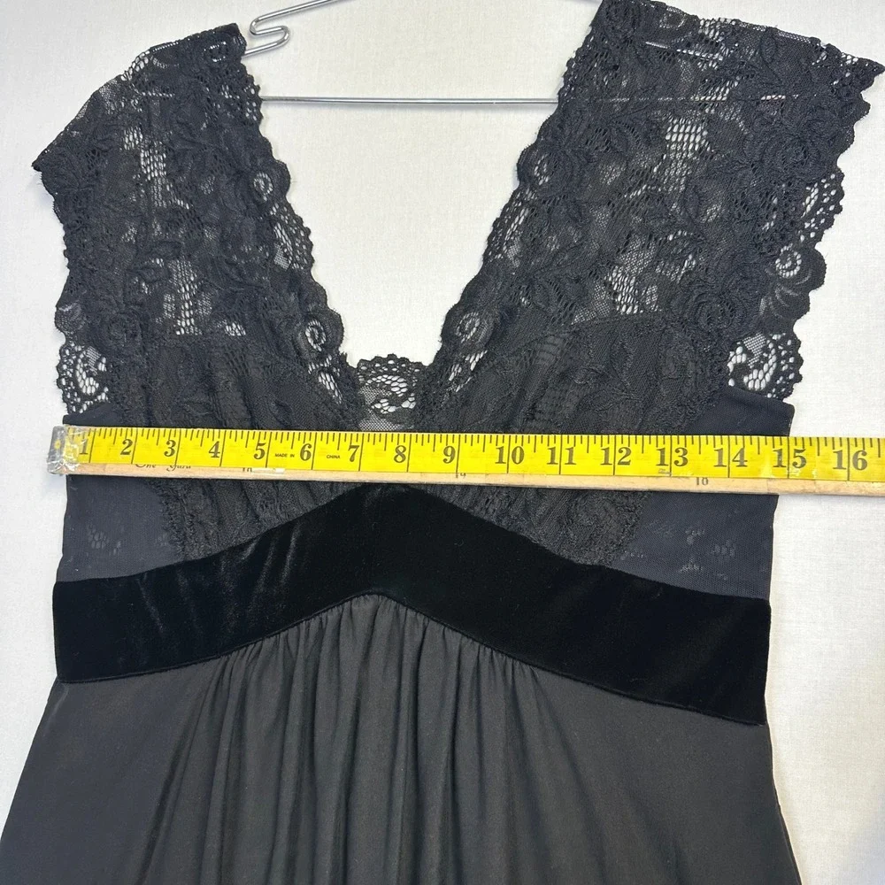 Jonquil‎ Diane Samandi LET020 Lace Maxi Nightgown Black Women's XS/S Petite